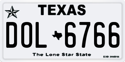 TX license plate DOL6766
