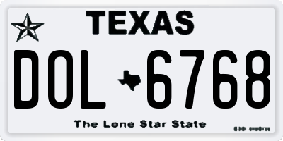TX license plate DOL6768