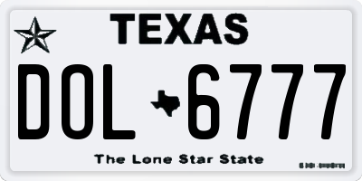 TX license plate DOL6777