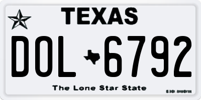TX license plate DOL6792
