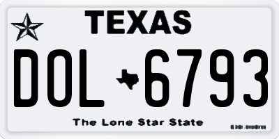 TX license plate DOL6793