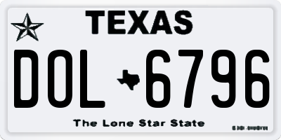 TX license plate DOL6796