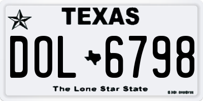 TX license plate DOL6798