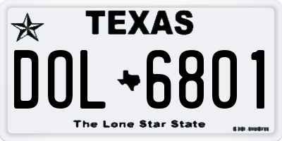 TX license plate DOL6801