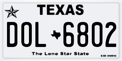 TX license plate DOL6802