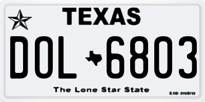 TX license plate DOL6803