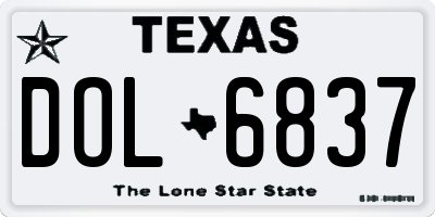 TX license plate DOL6837