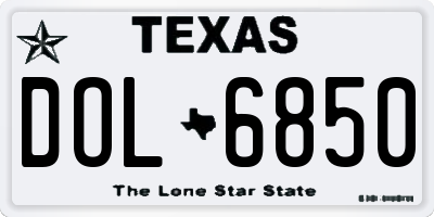 TX license plate DOL6850