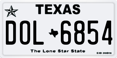 TX license plate DOL6854