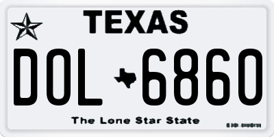 TX license plate DOL6860