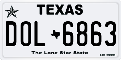 TX license plate DOL6863
