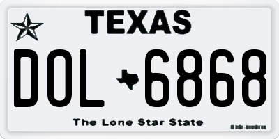 TX license plate DOL6868