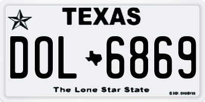 TX license plate DOL6869