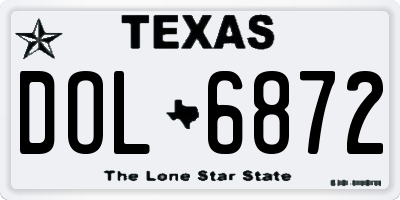 TX license plate DOL6872