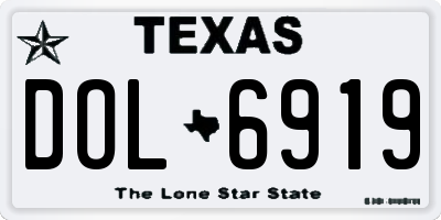 TX license plate DOL6919