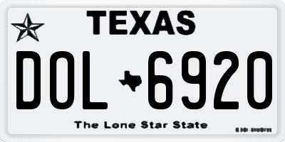 TX license plate DOL6920
