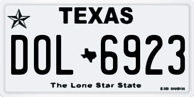TX license plate DOL6923