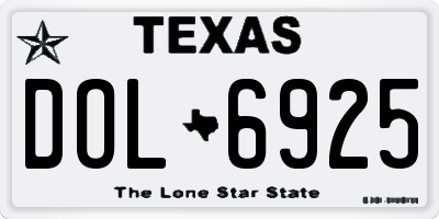 TX license plate DOL6925
