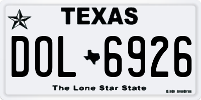 TX license plate DOL6926