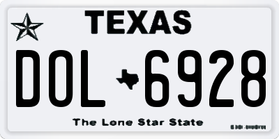 TX license plate DOL6928