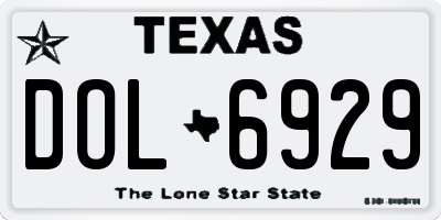 TX license plate DOL6929