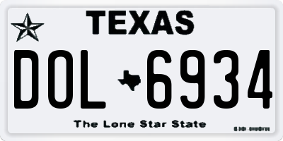TX license plate DOL6934