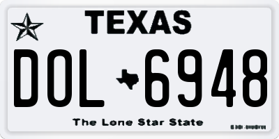 TX license plate DOL6948