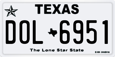 TX license plate DOL6951