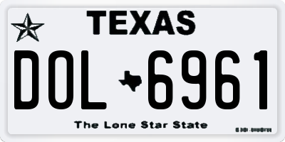 TX license plate DOL6961