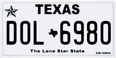TX license plate DOL6980