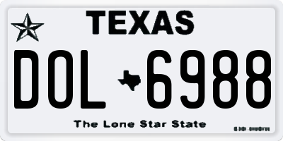TX license plate DOL6988
