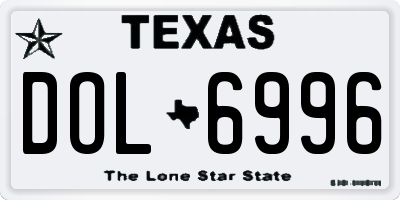 TX license plate DOL6996