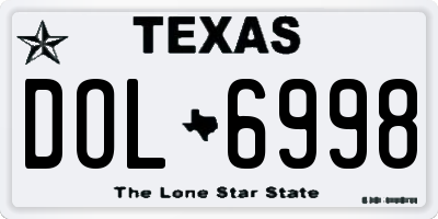 TX license plate DOL6998