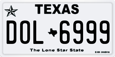 TX license plate DOL6999