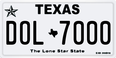 TX license plate DOL7000