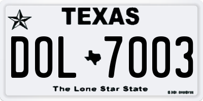 TX license plate DOL7003