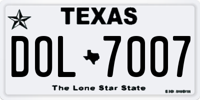 TX license plate DOL7007