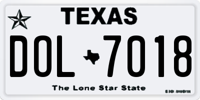 TX license plate DOL7018