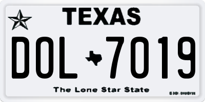 TX license plate DOL7019