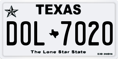 TX license plate DOL7020