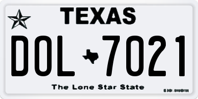 TX license plate DOL7021