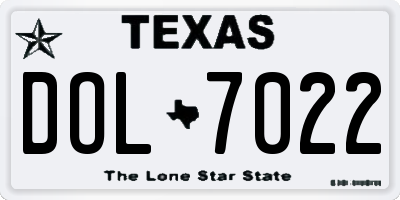 TX license plate DOL7022