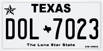 TX license plate DOL7023
