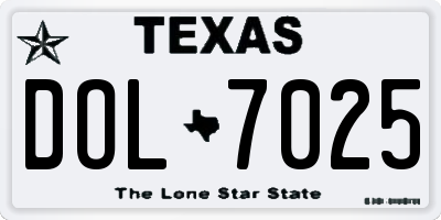 TX license plate DOL7025