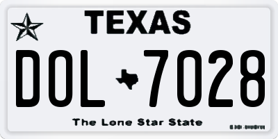 TX license plate DOL7028