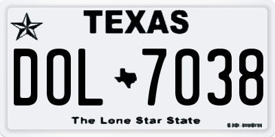 TX license plate DOL7038