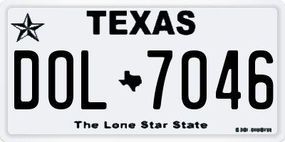 TX license plate DOL7046