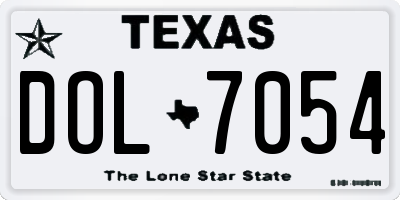 TX license plate DOL7054