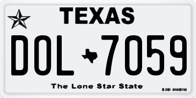 TX license plate DOL7059