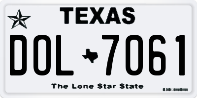 TX license plate DOL7061